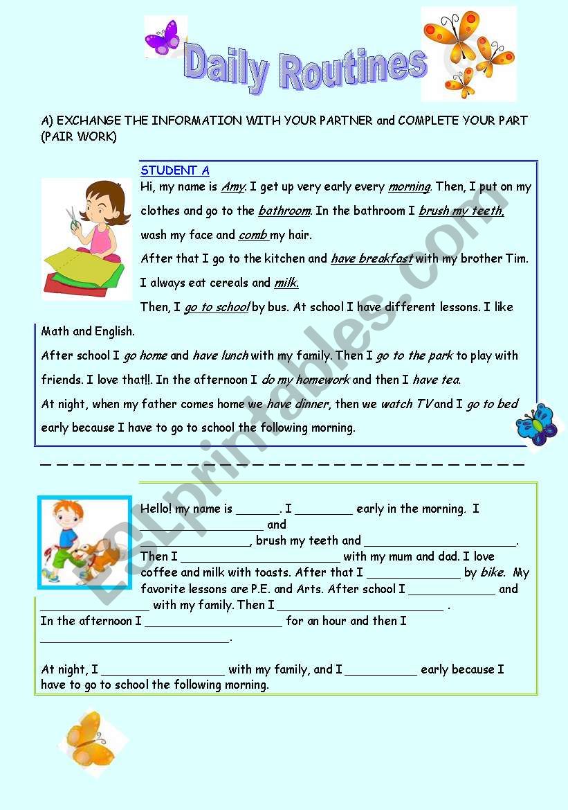 DAILY ROUTINES -  worksheet