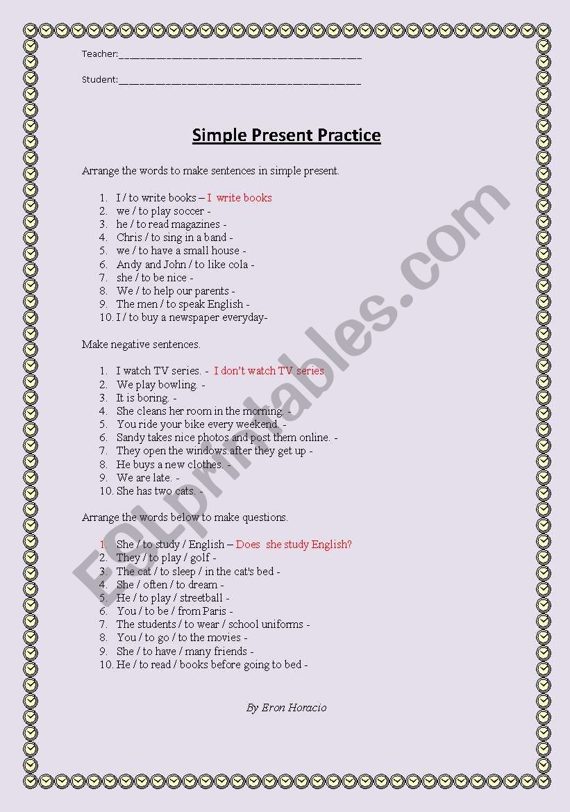 Present Simple Practice worksheet