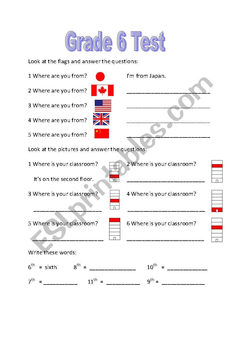 Korean Elementary syllabus Test for grade 6