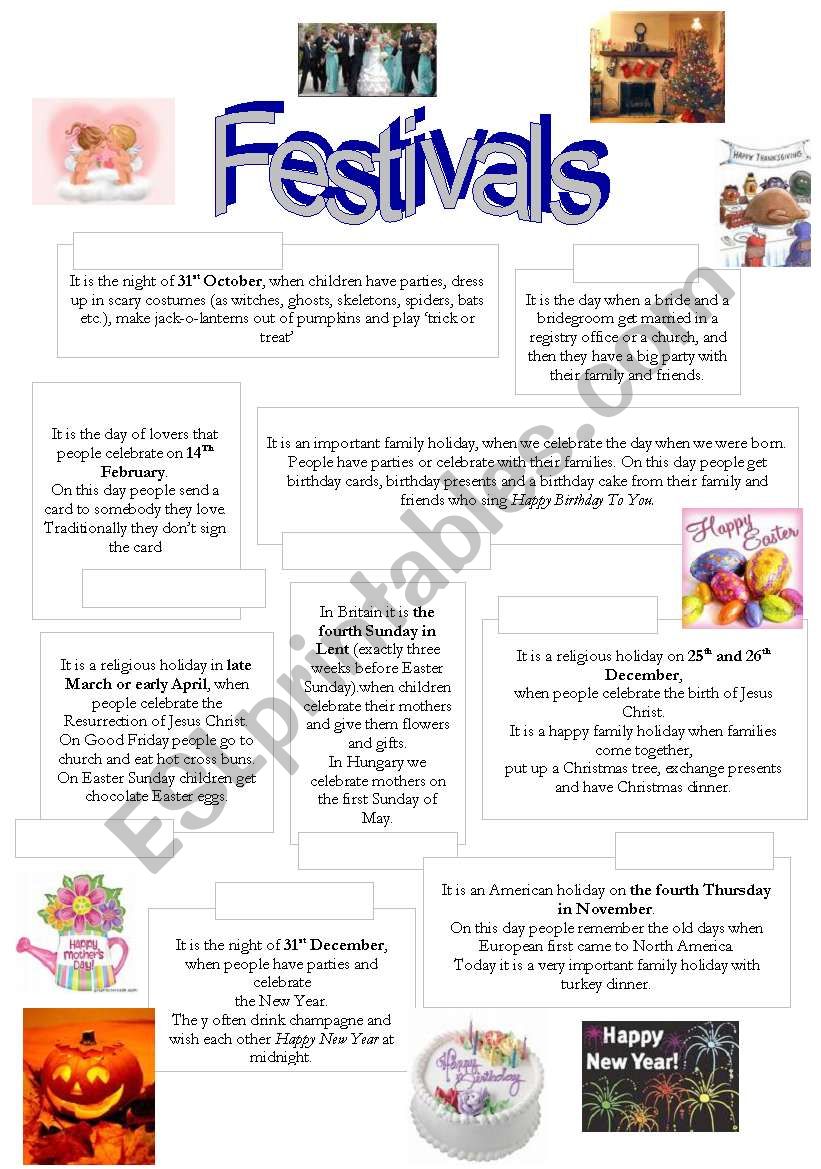 classroom activities on festivals