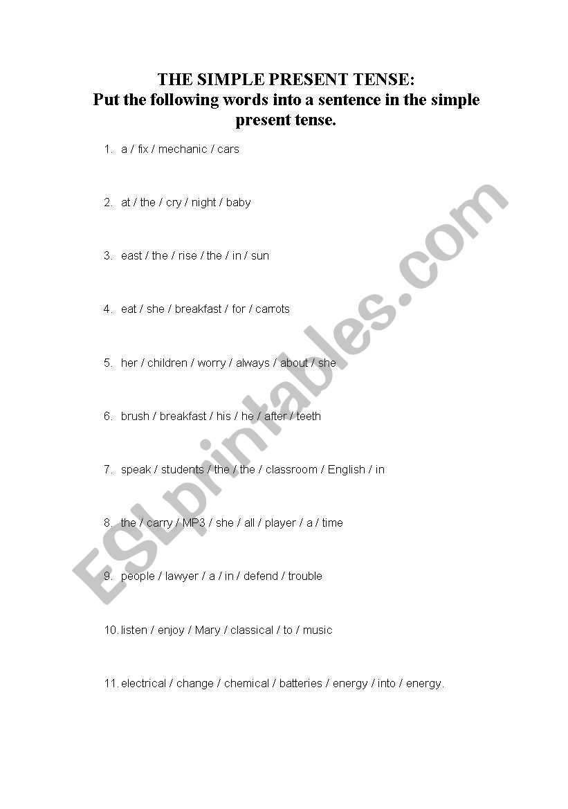 present simple quiz worksheet