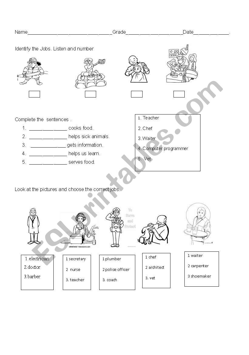 jobs worksheet