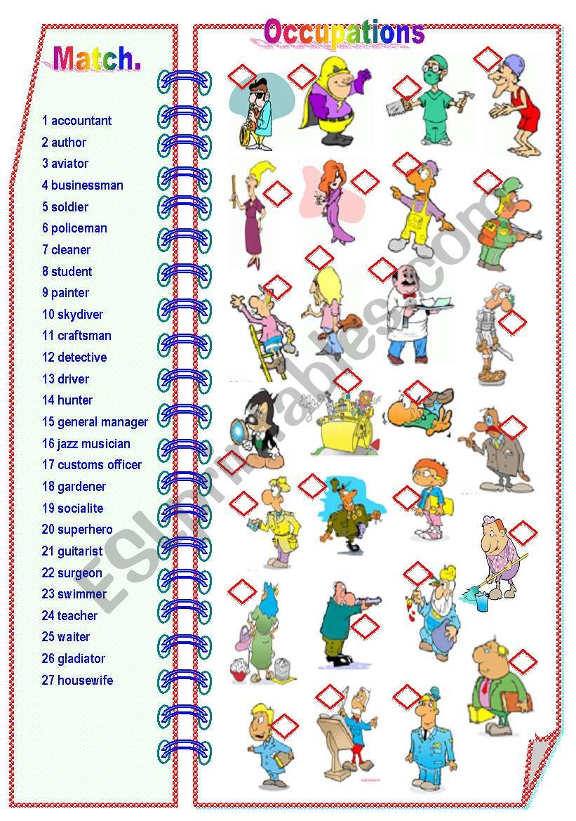 Occupations Part 2 - Matching activity **fully editable