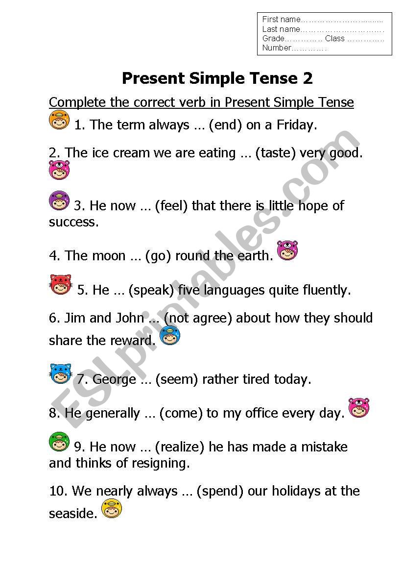 Present Simple Tense Worksheet