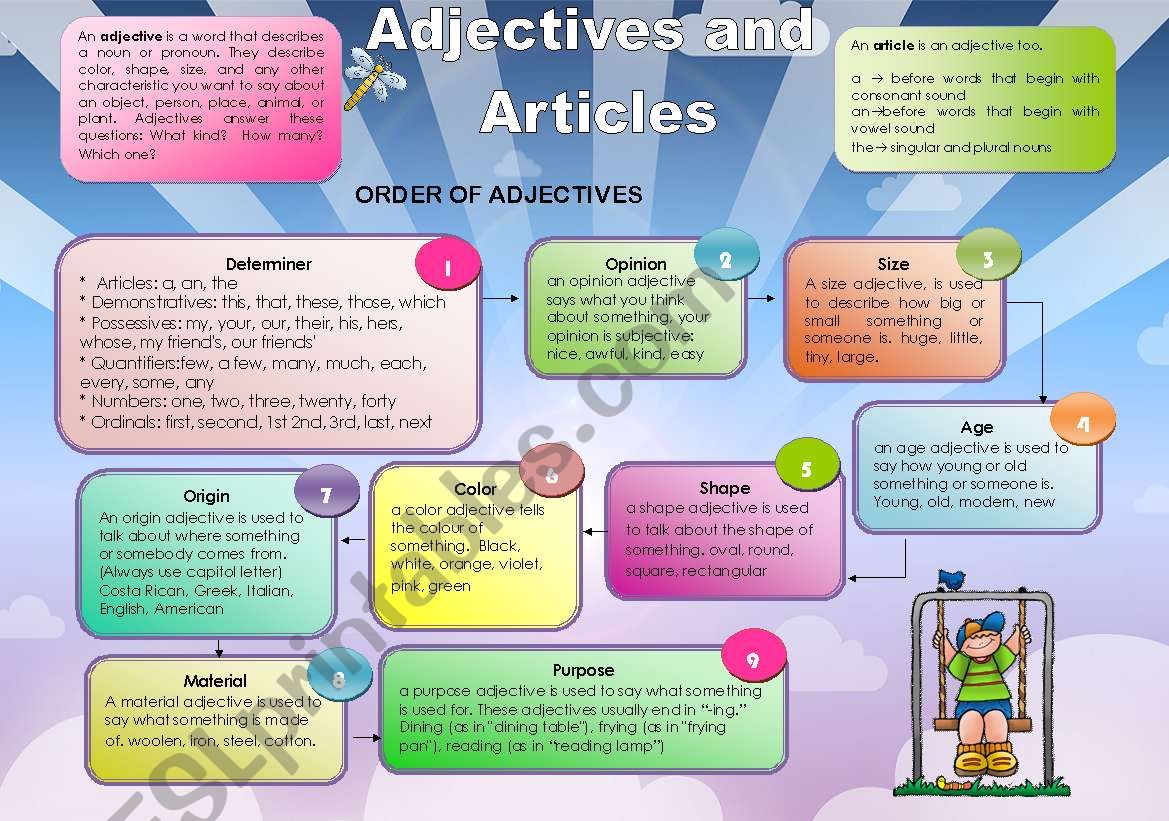 order of adjectives worksheet