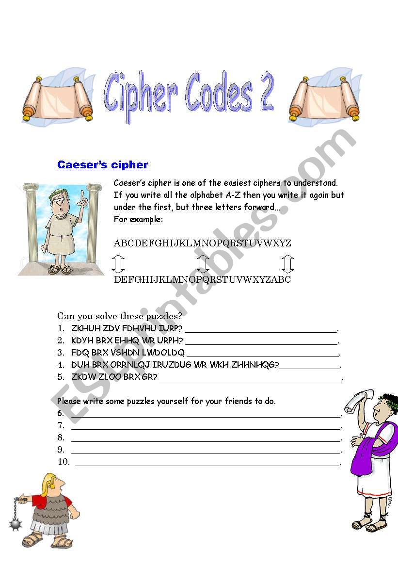 Cipher Codes 2 worksheet