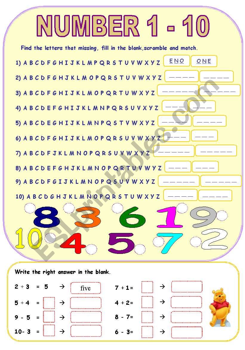 Number 1-10 worksheet