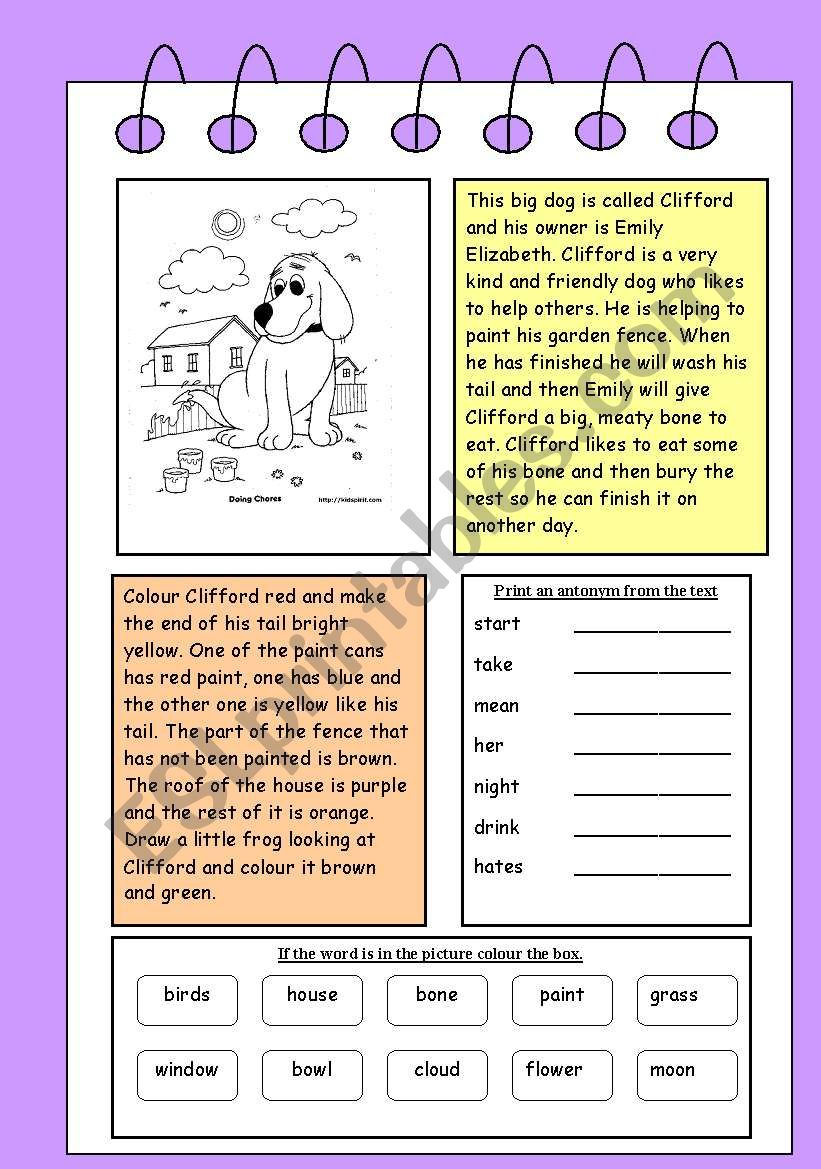 Working with words worksheet