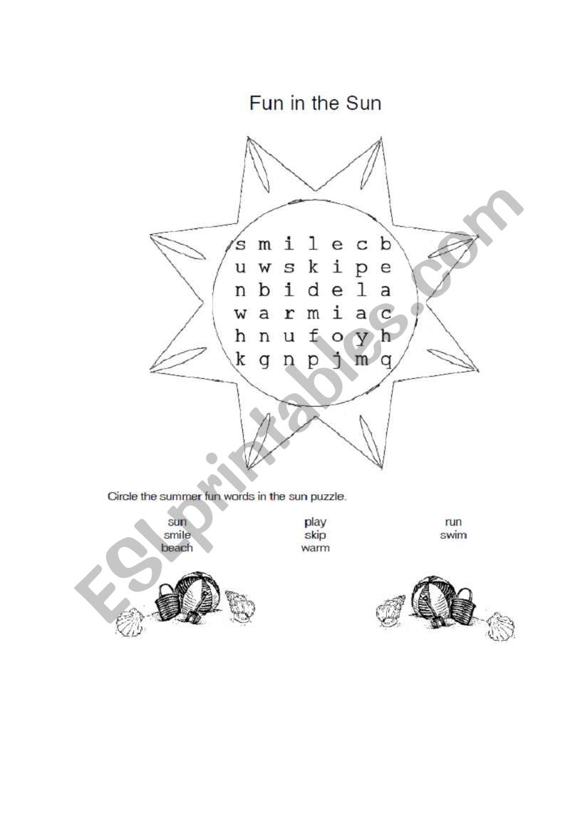 Fun in the Sun worksheet