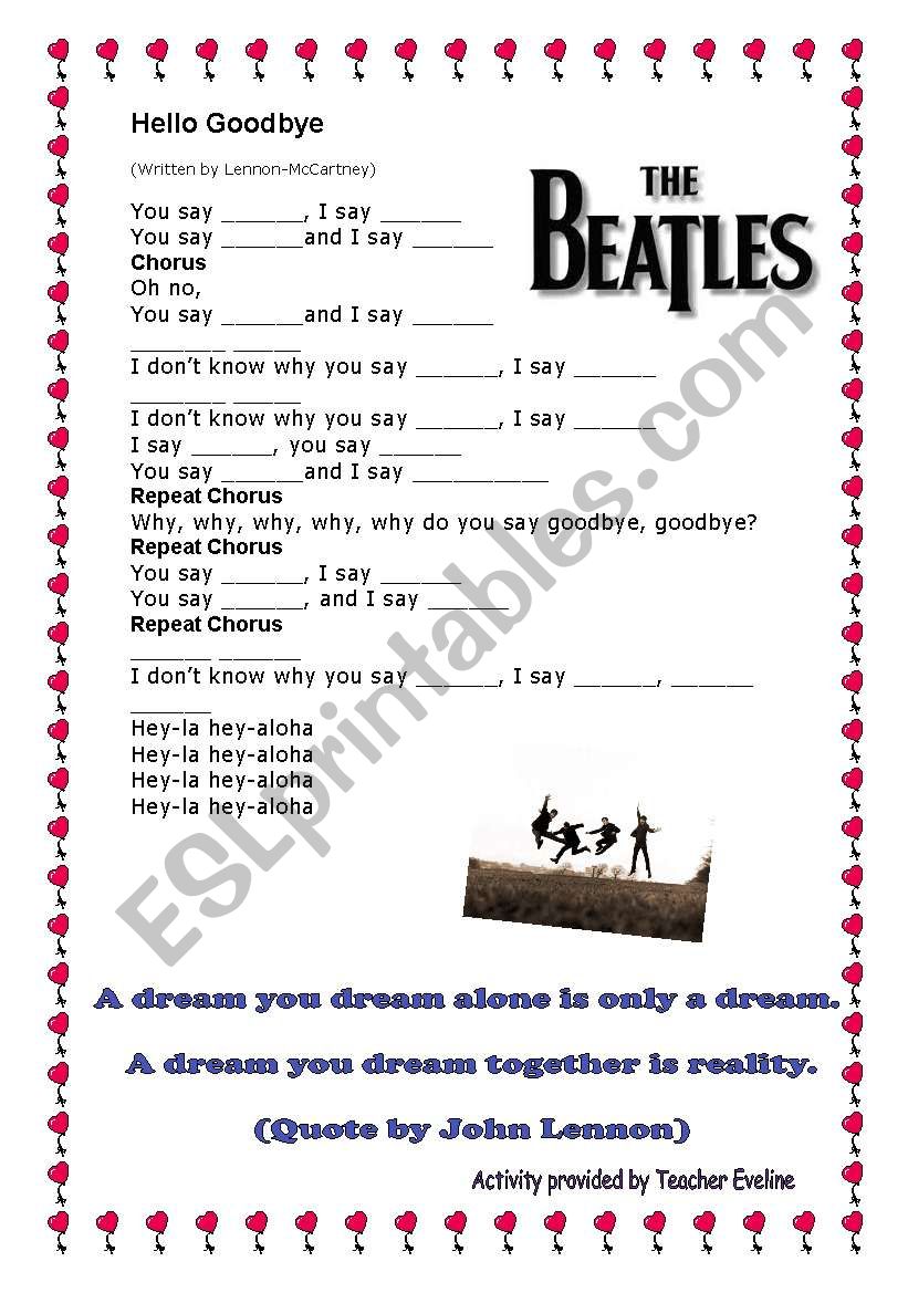 Hello GoodBye_The Beatles worksheet