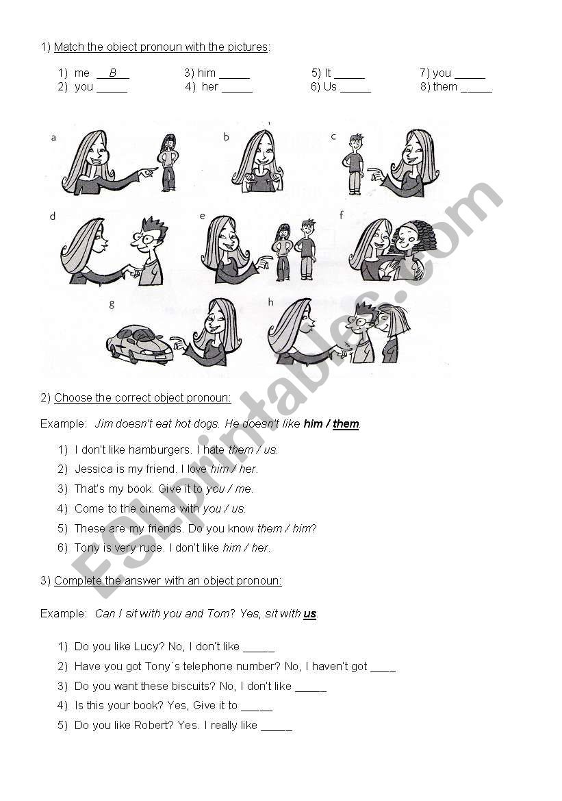 Object pronouns worksheet