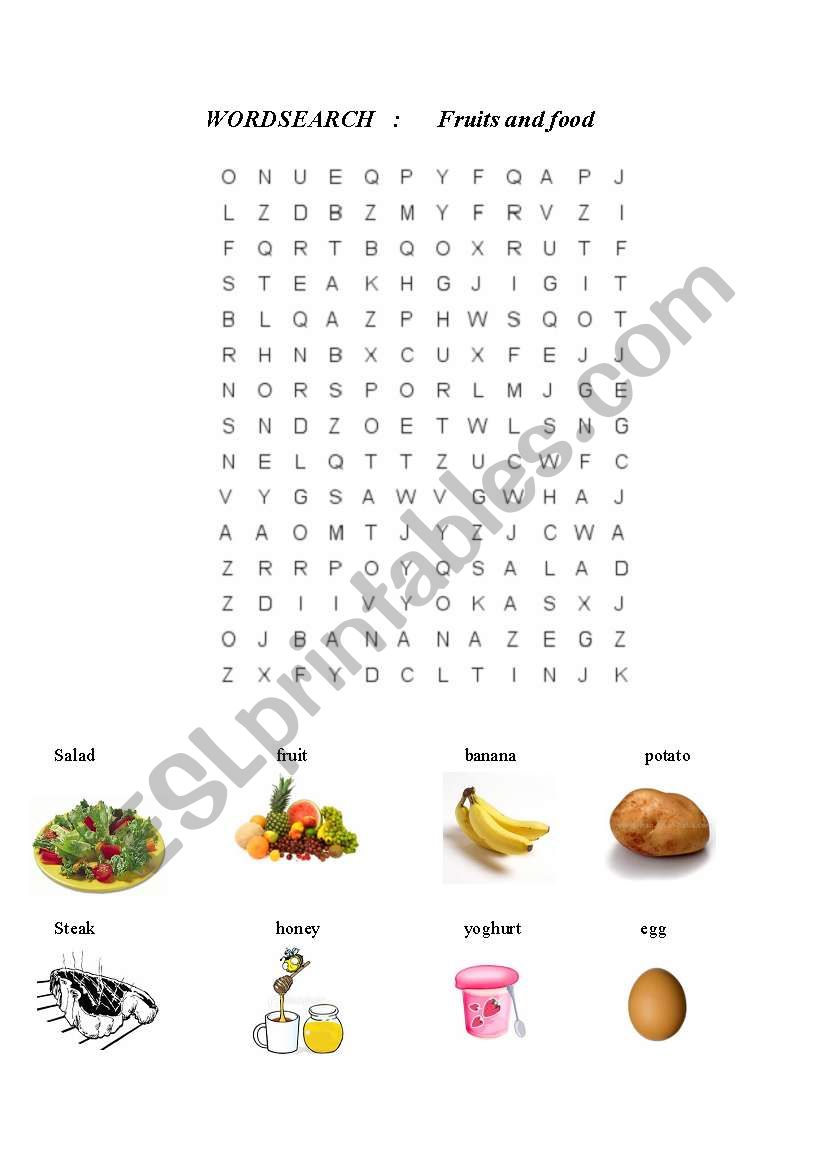 fruits and food worksheet