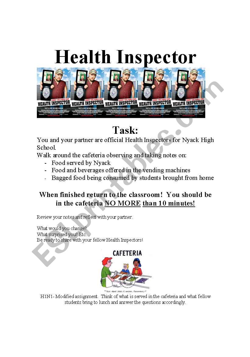 Healthy Inspector worksheet