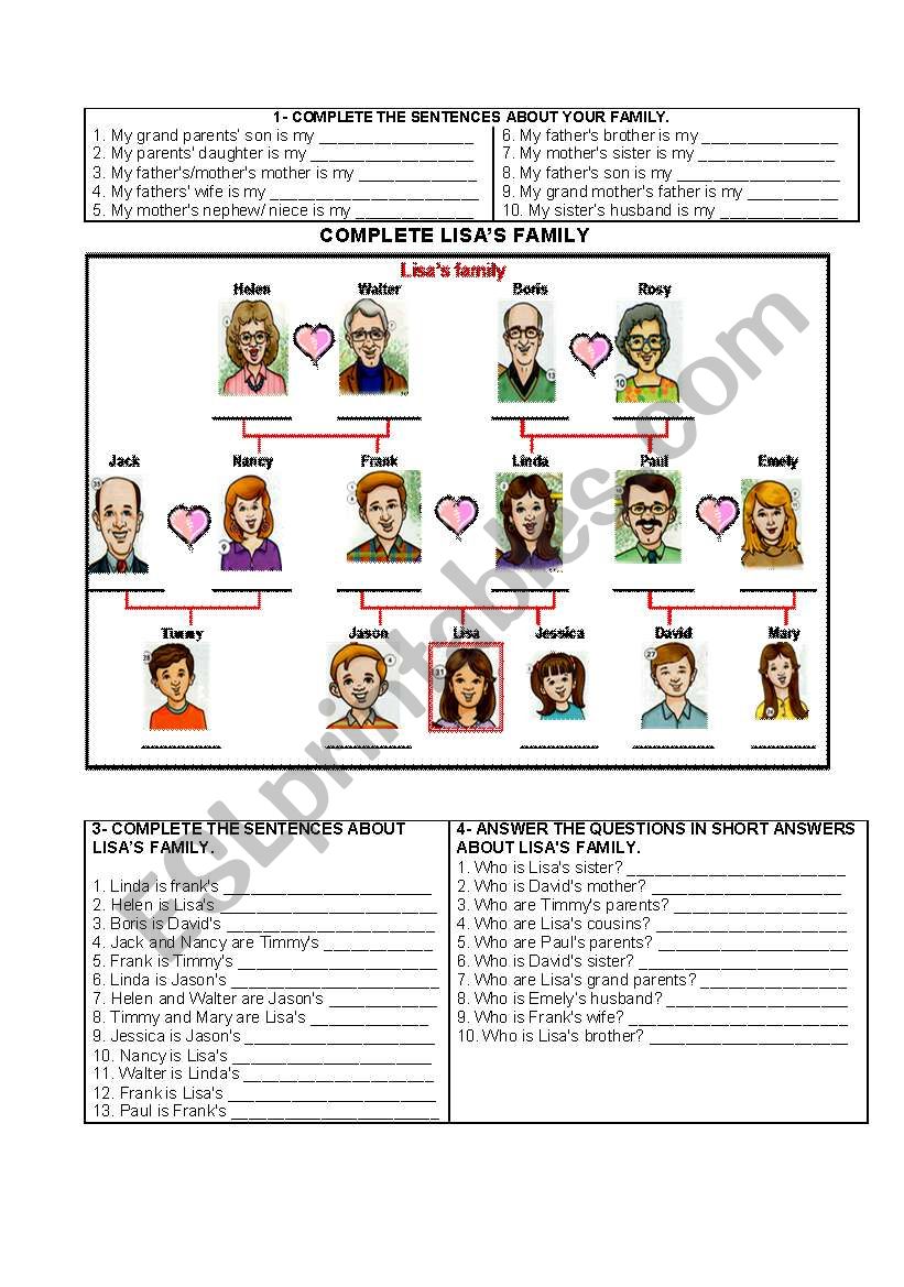 LISAÂ´S FAMILY worksheet