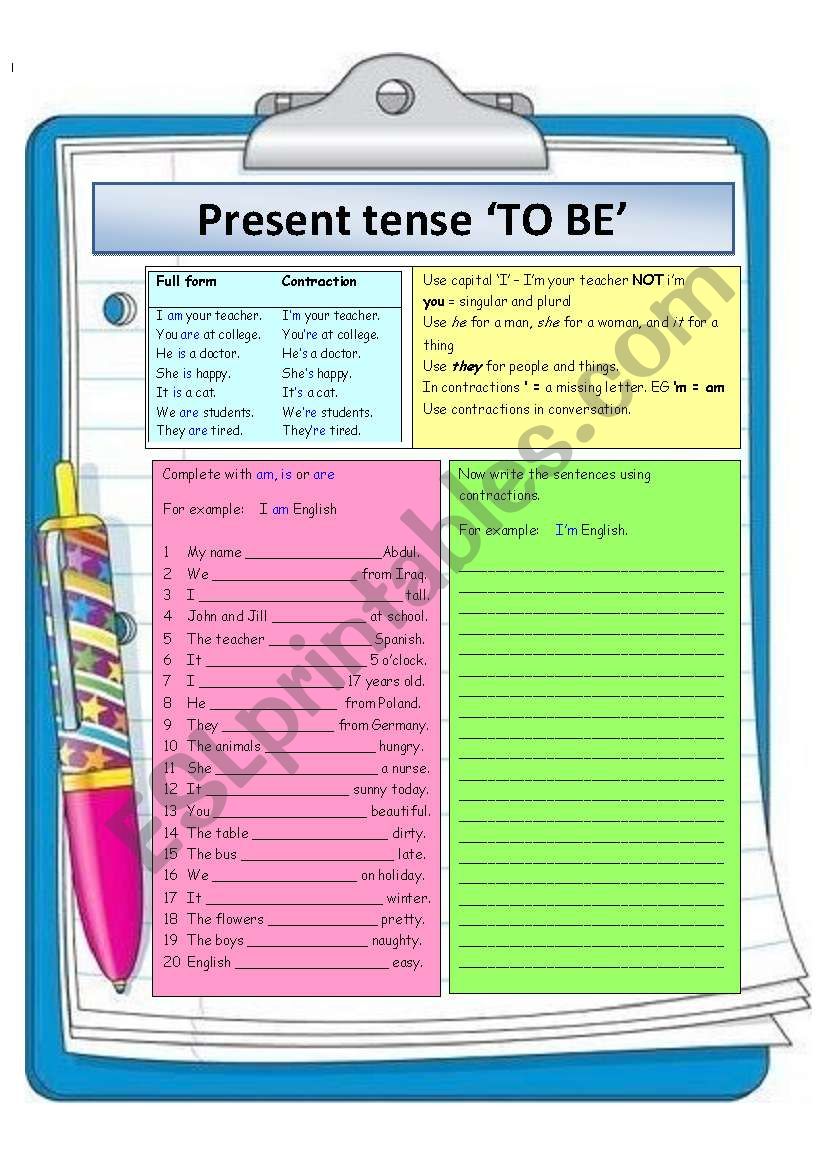 Present simple - TO BE worksheet