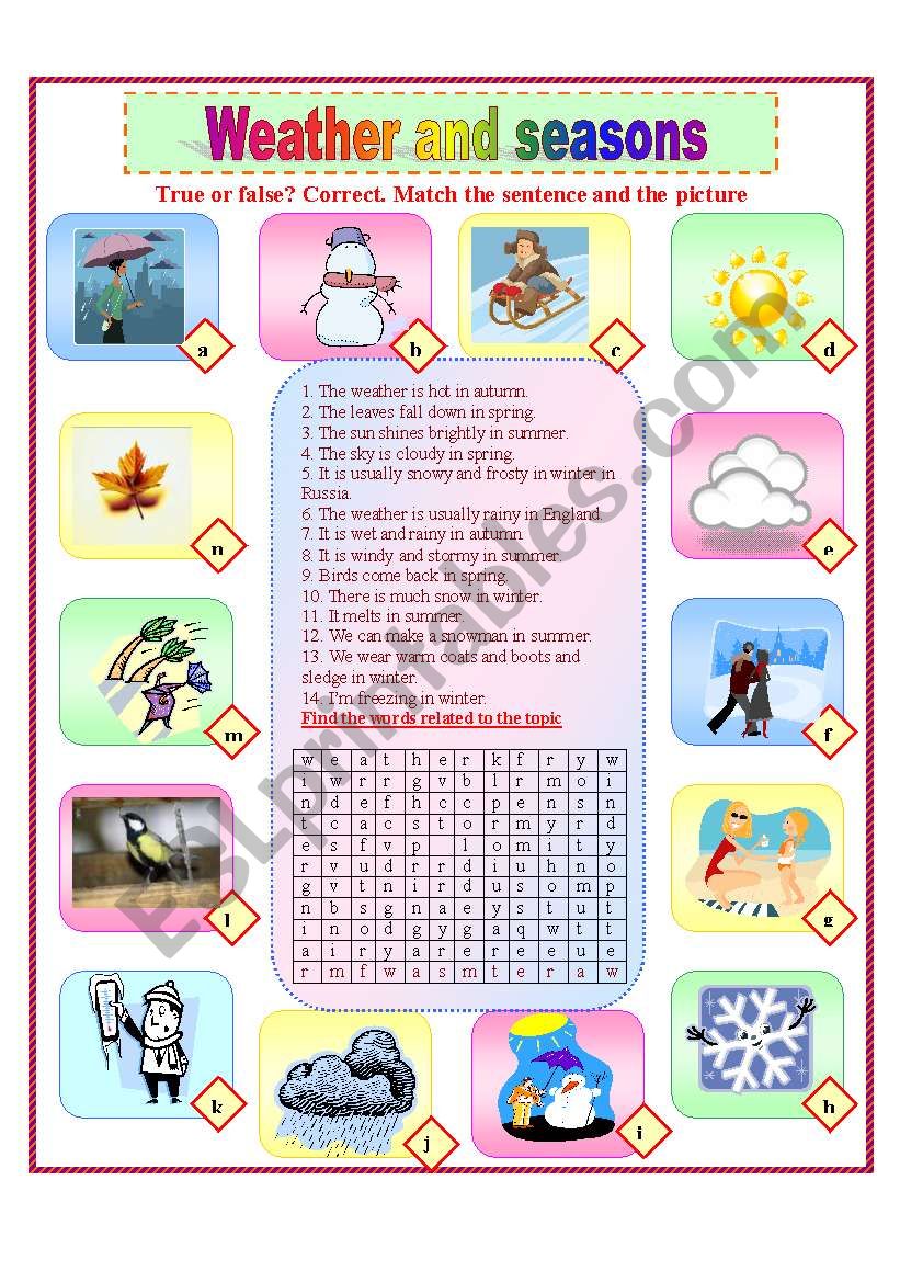 Weather and seasons worksheet