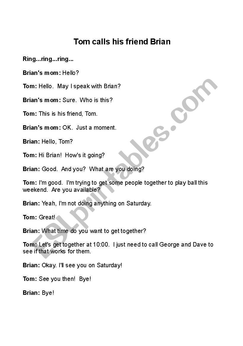 Phone call dialog: calling up a friend to make plans