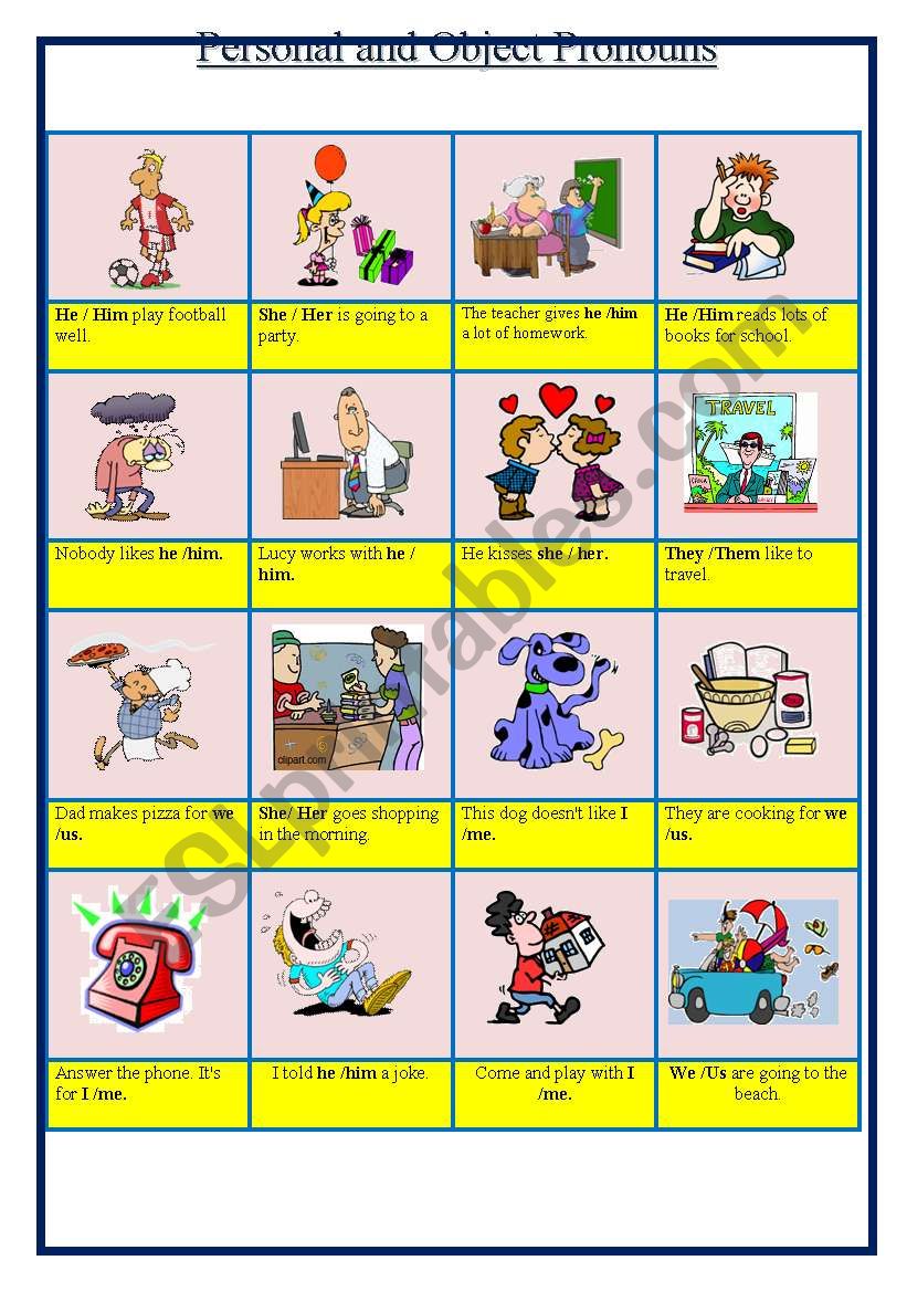 Personal and Object Pronouns worksheet