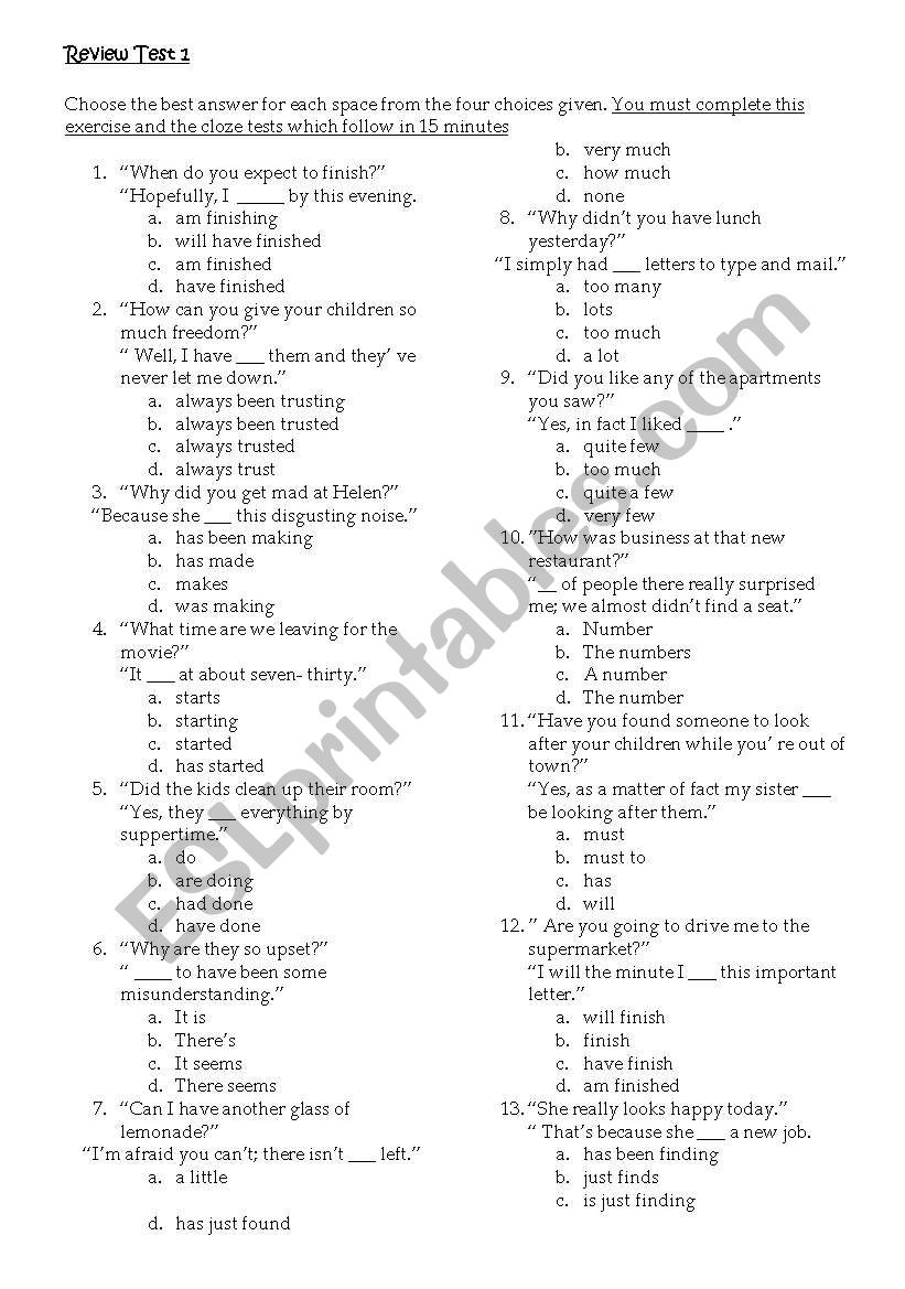 vocabulary quiz  worksheet