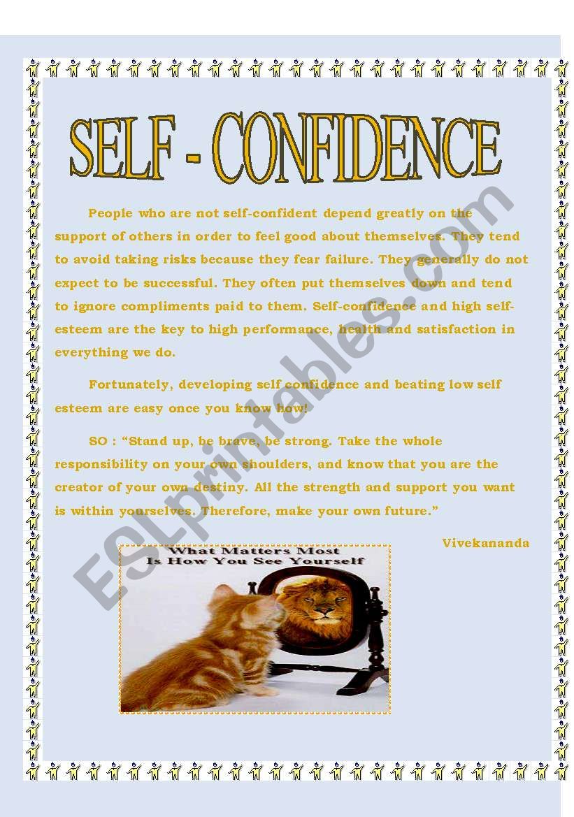 self confidence worksheet