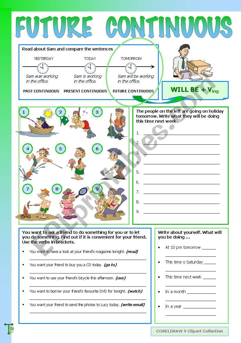 Future Perfect Continuous Tense Worksheets With Answers In Future Continuous Worksheet Free