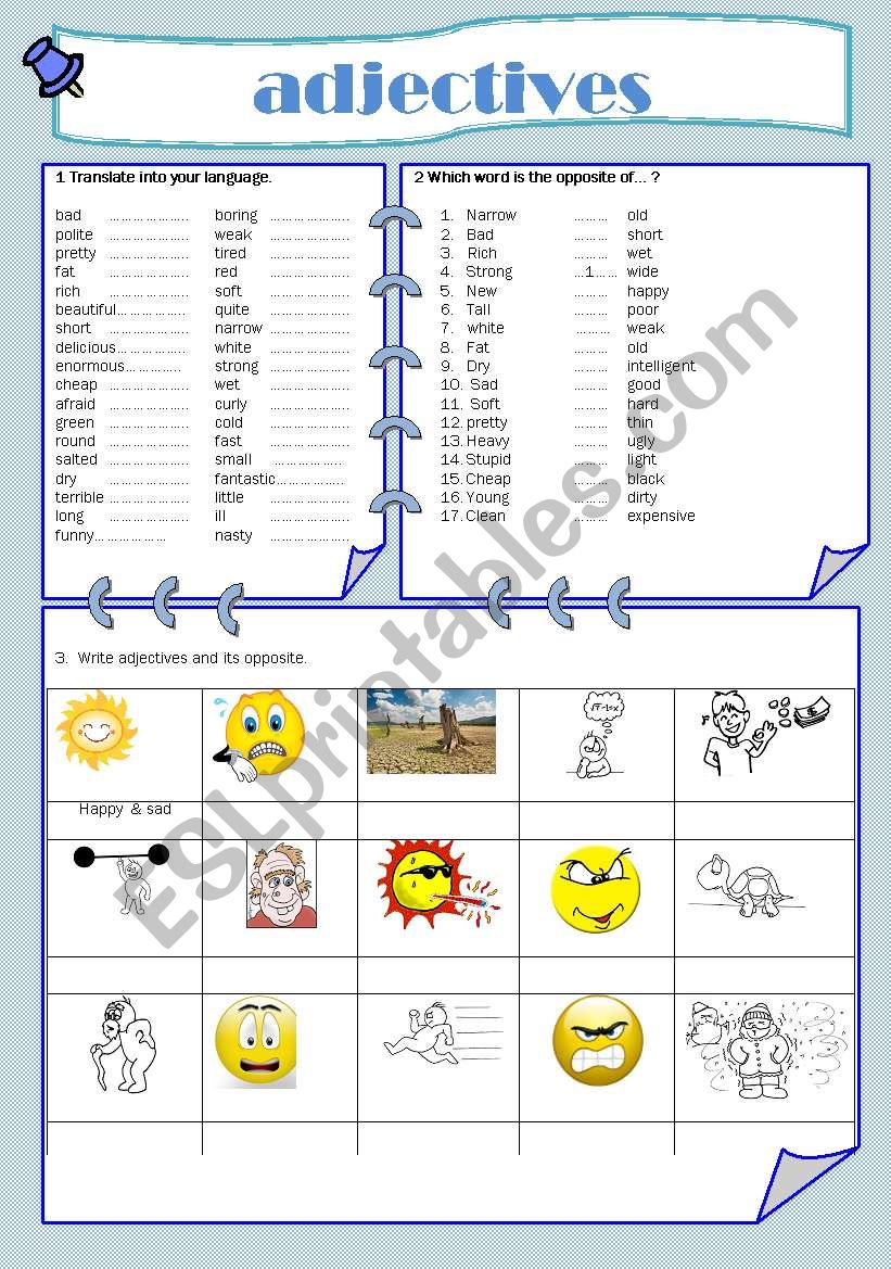 ADJECTIVES worksheet