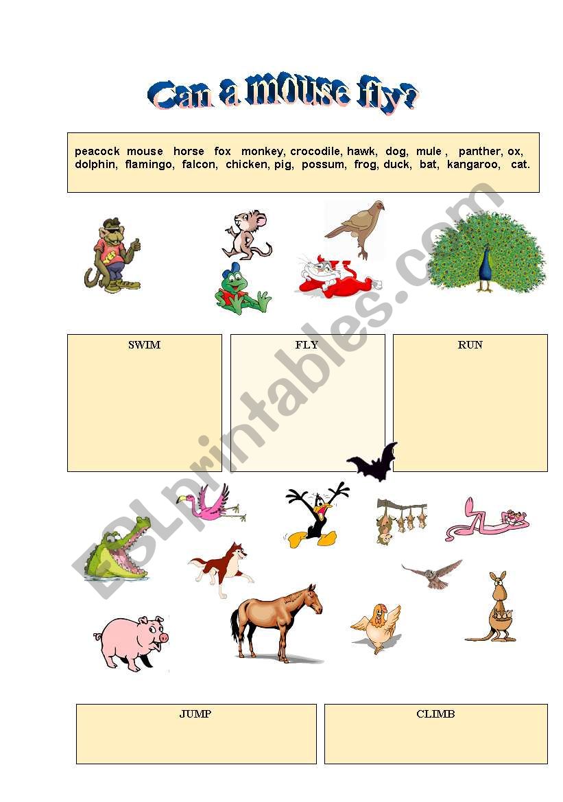 Can a mouse fly? worksheet