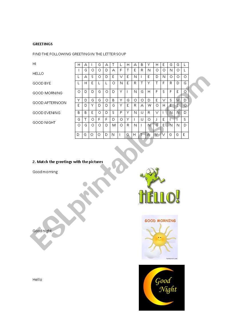 greetings worksheet