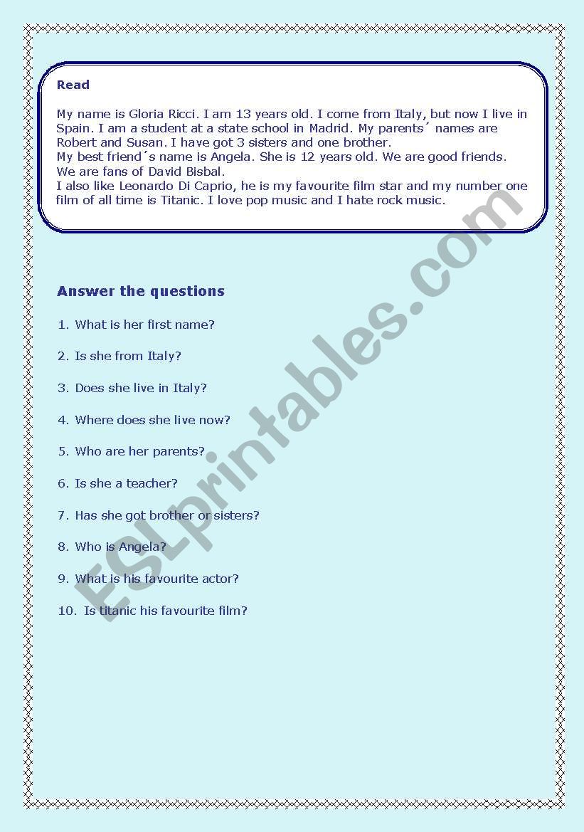 present simple worksheet