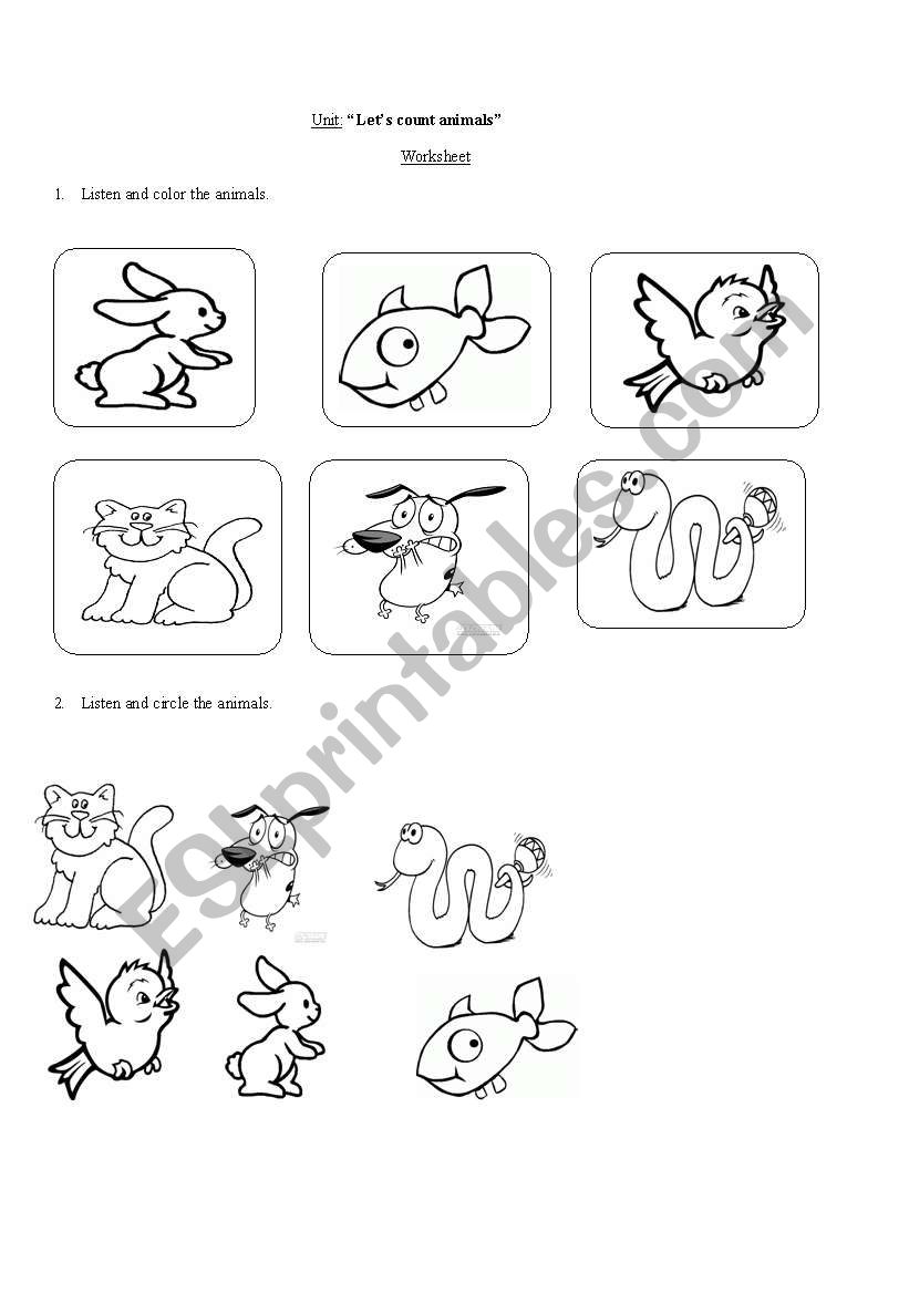 animals worksheet