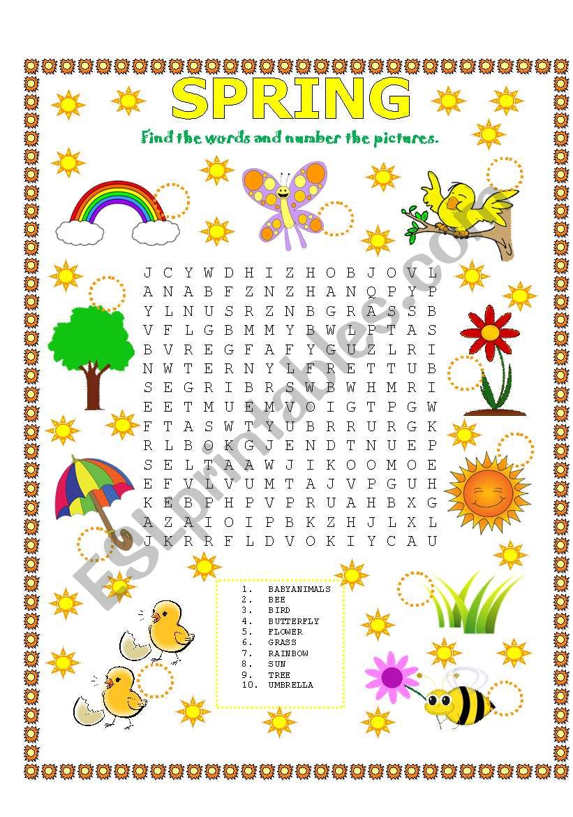 WORD SEARCH (SPRING) worksheet