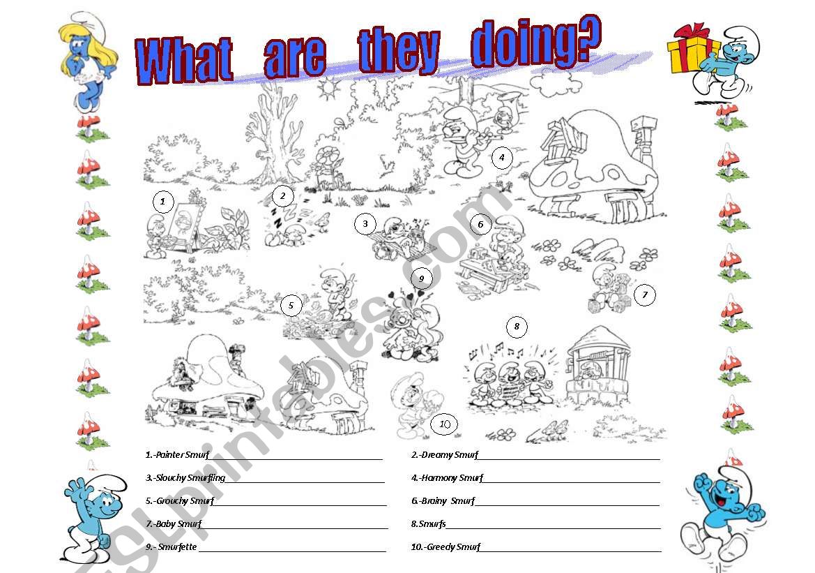 Smurf Actions!!!!!!!! worksheet