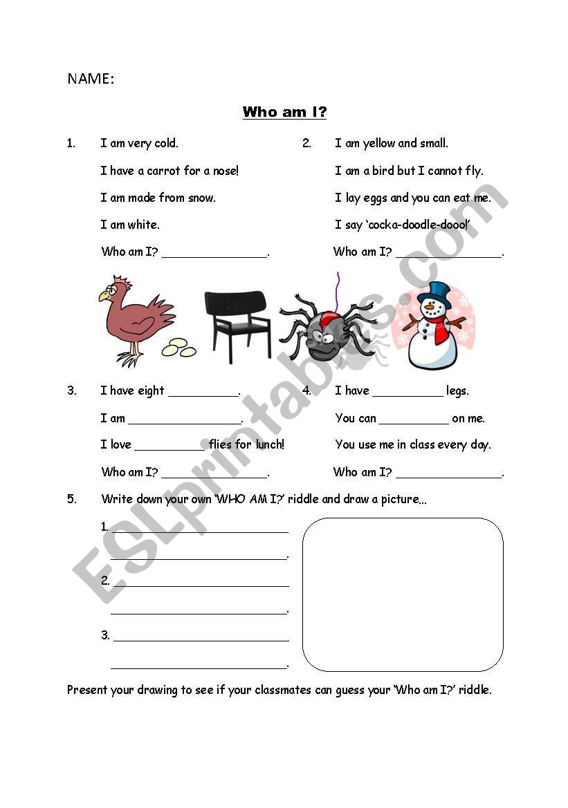 Who Am I?  worksheet