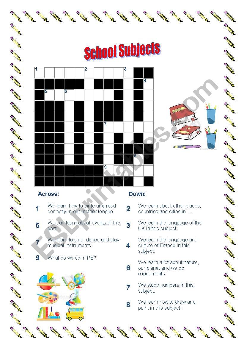 School Subjects worksheet