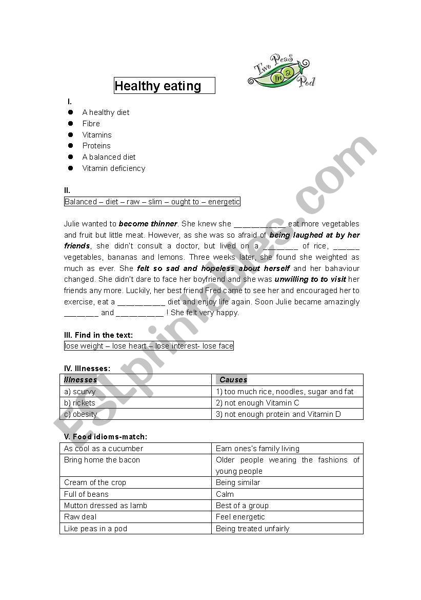 Healthy Eating worksheet