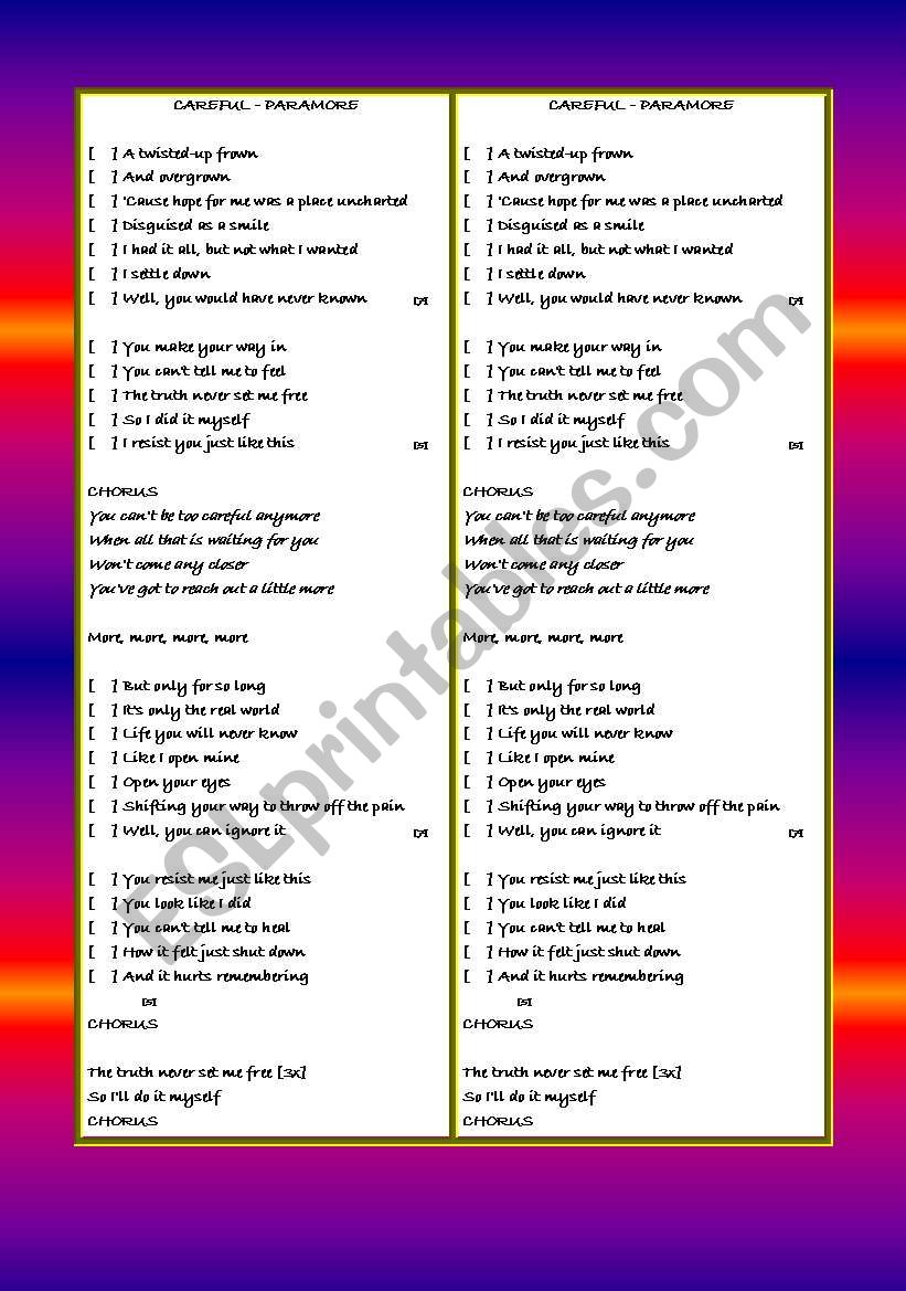Song Activity - Careful - Paramore