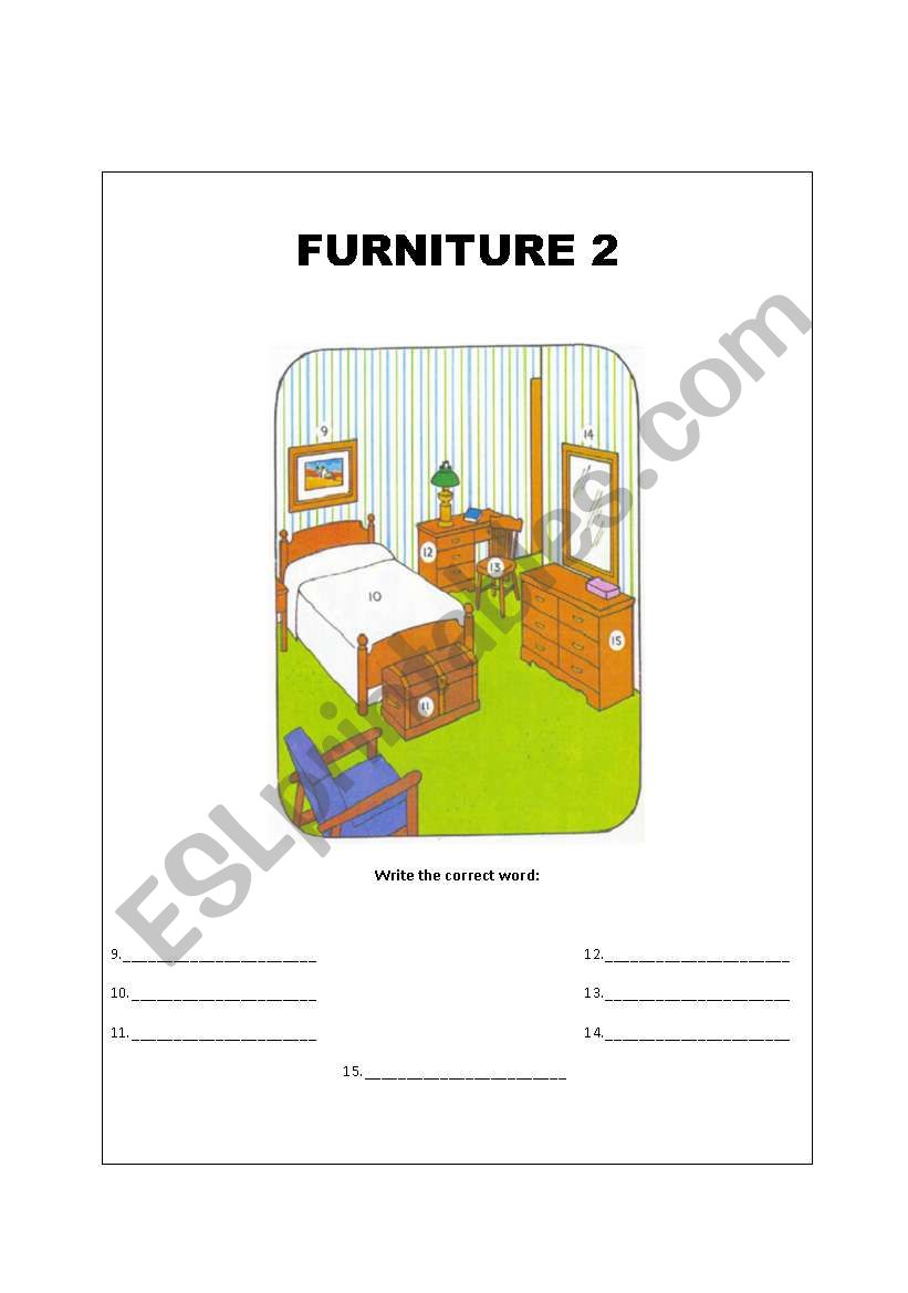 Furniture 2 worksheet