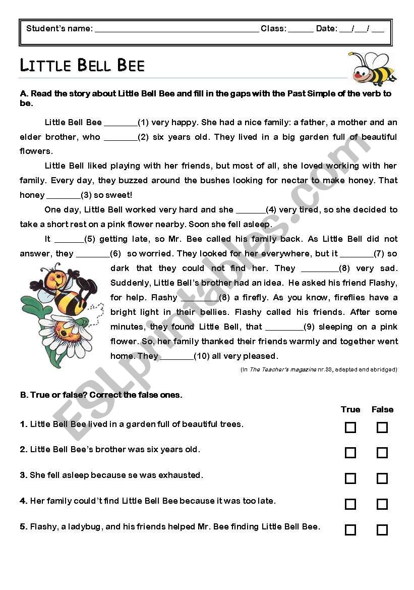 Little Bell Bee worksheet