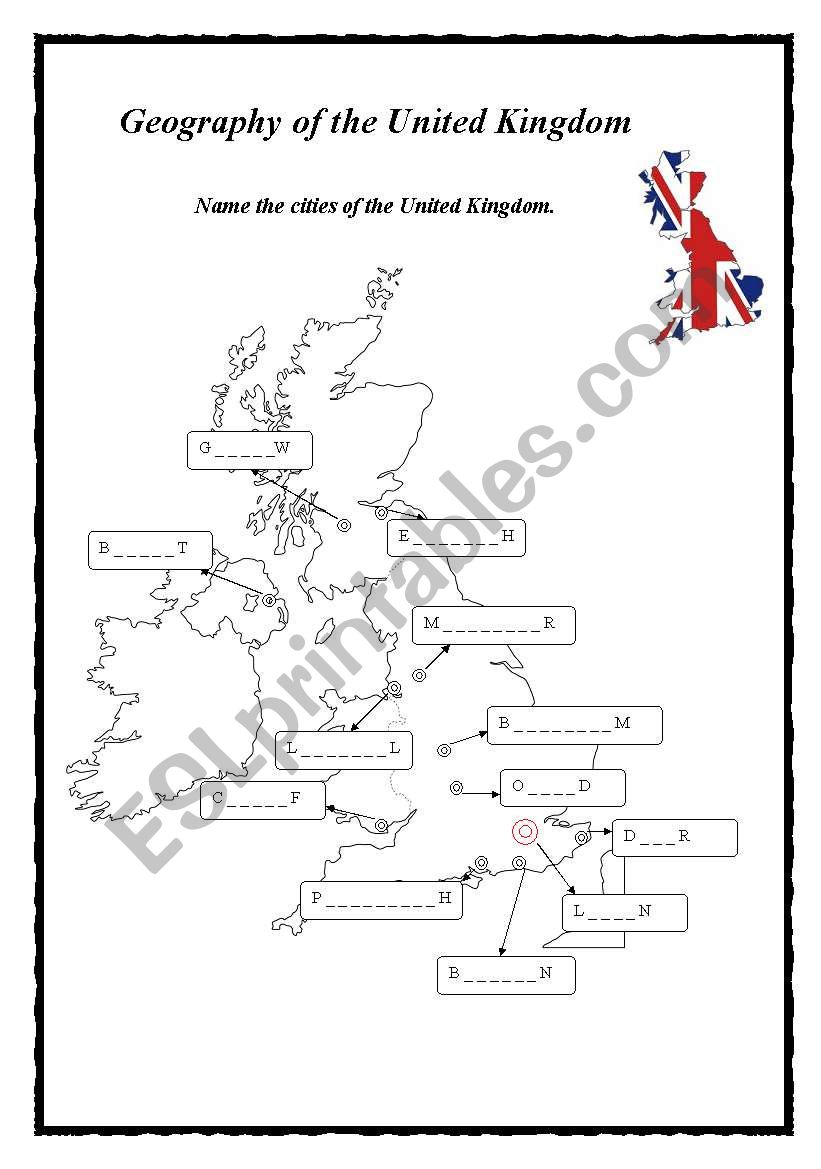 Geography of the UK worksheet
