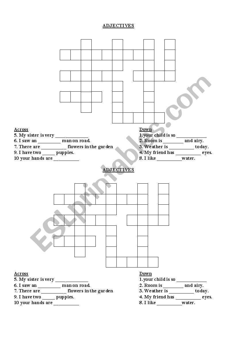 ADJECTIVE PUZZLE worksheet