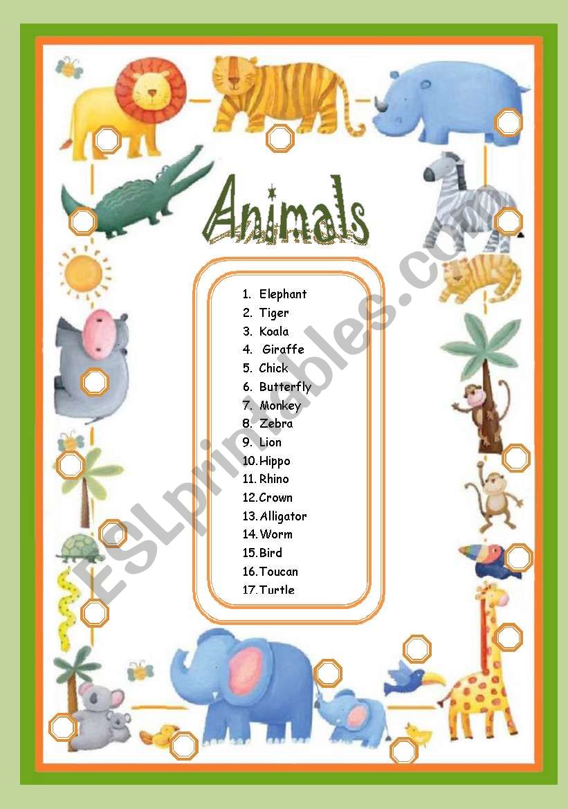 Animals worksheet