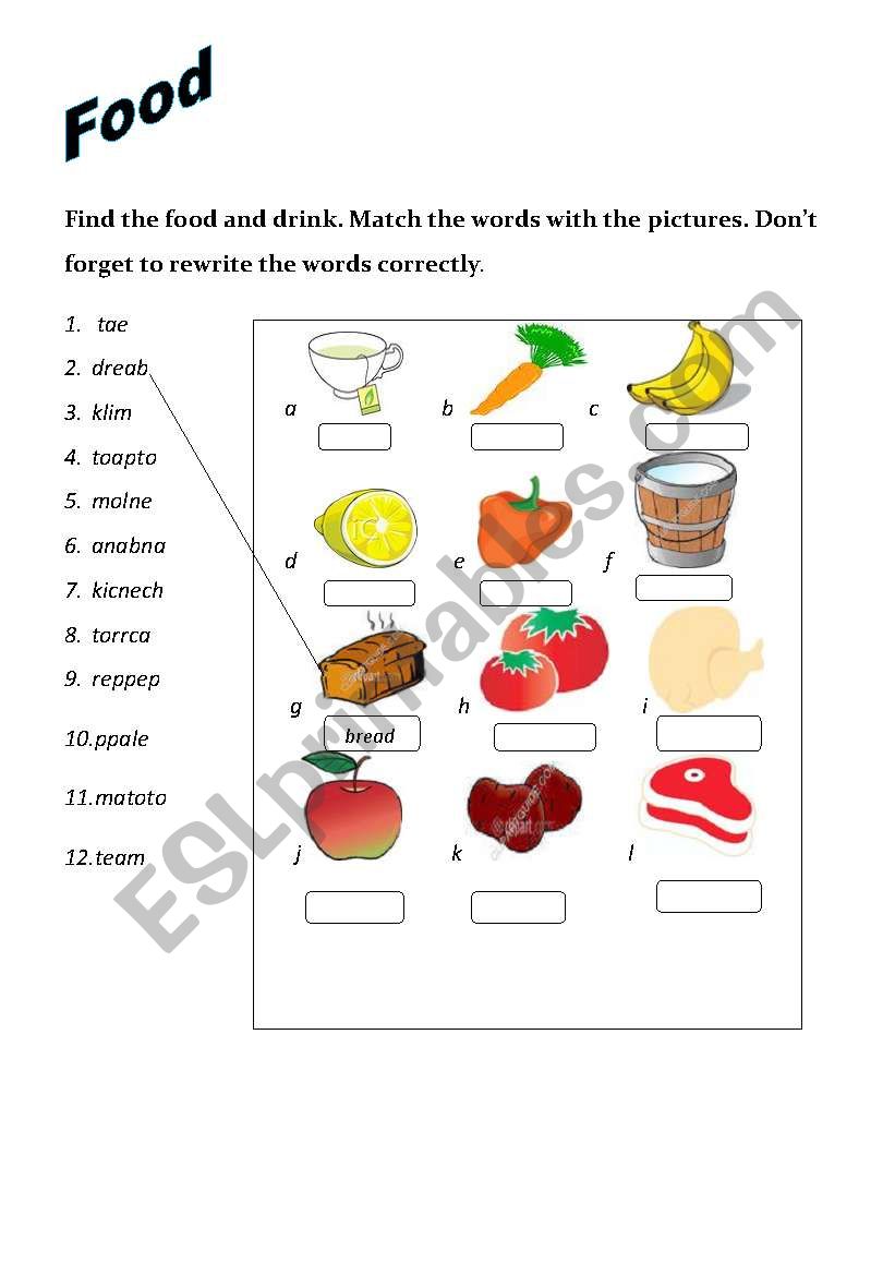 food worksheet