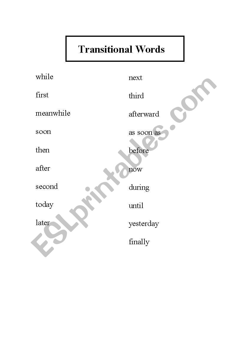 Transitional Words worksheet