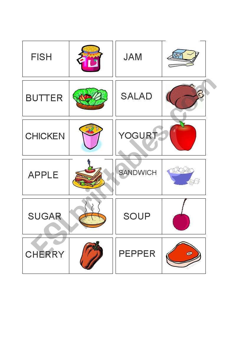 Vocabulary Domino Set Food 2/2