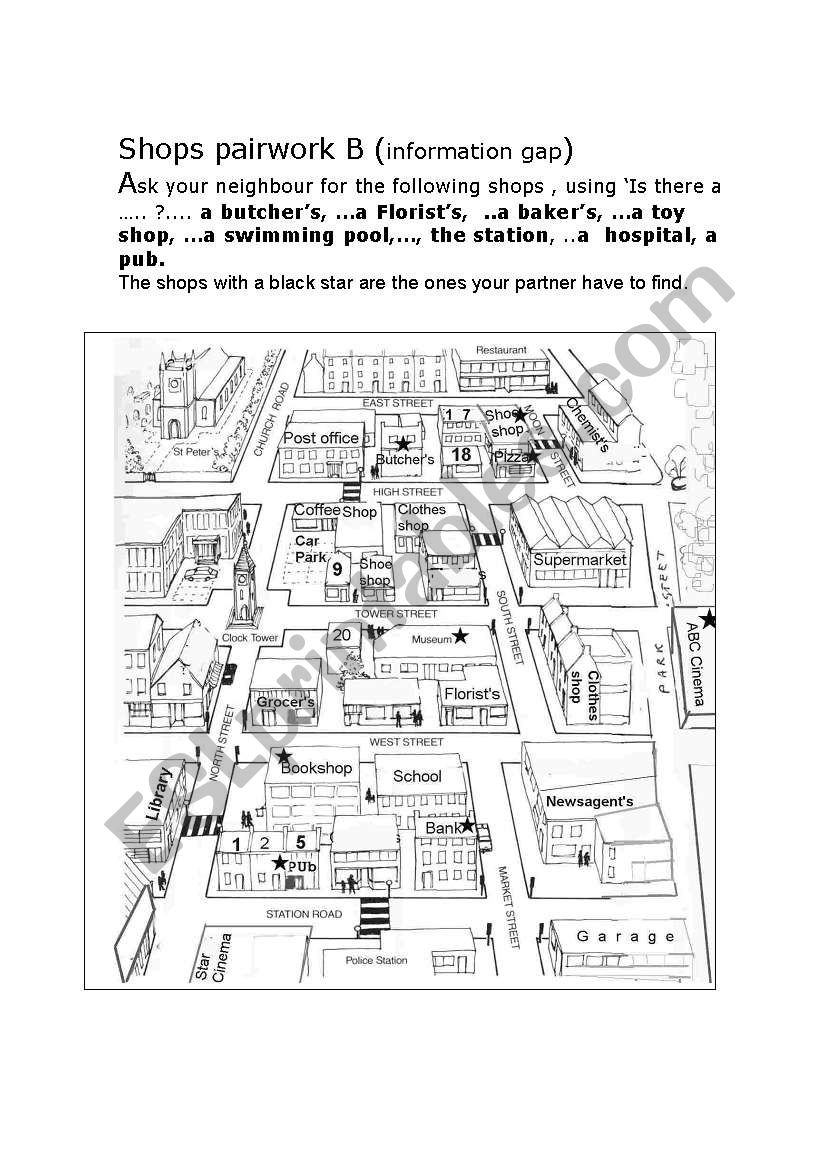 Shops pairwork revised worksheet