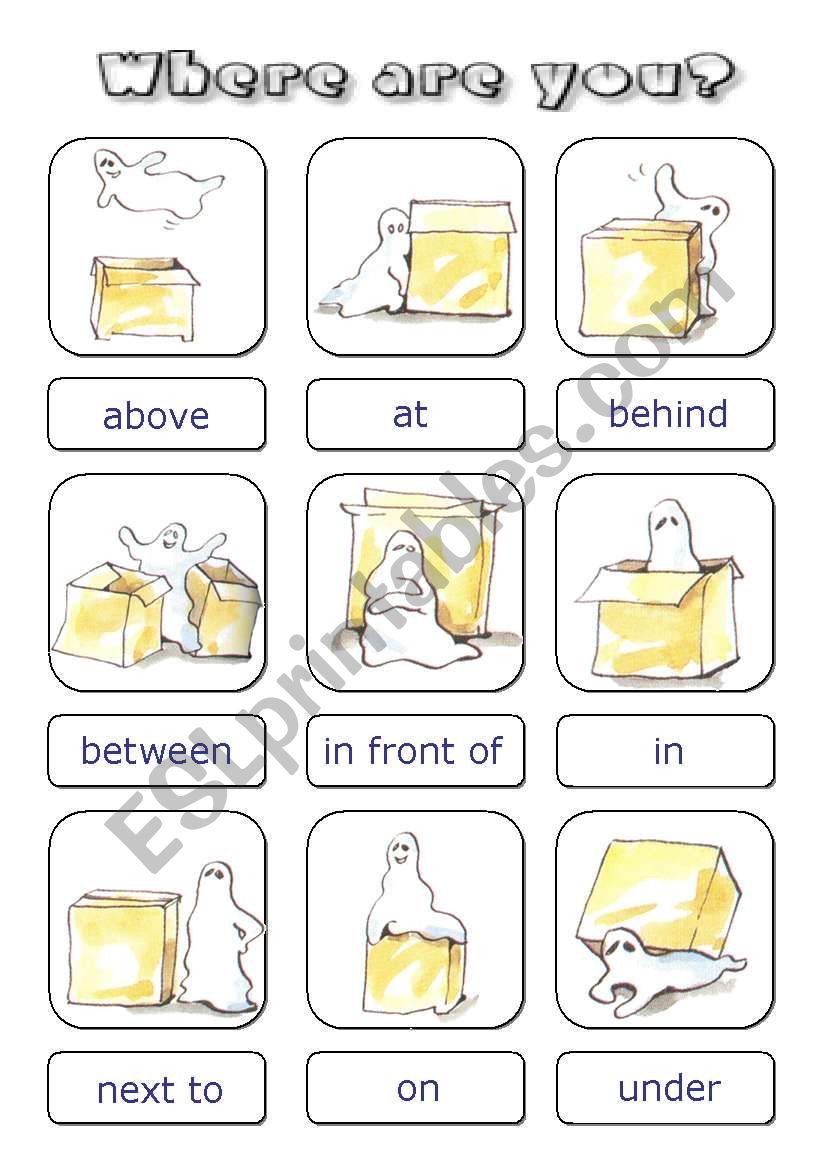 Prepositions cards worksheet