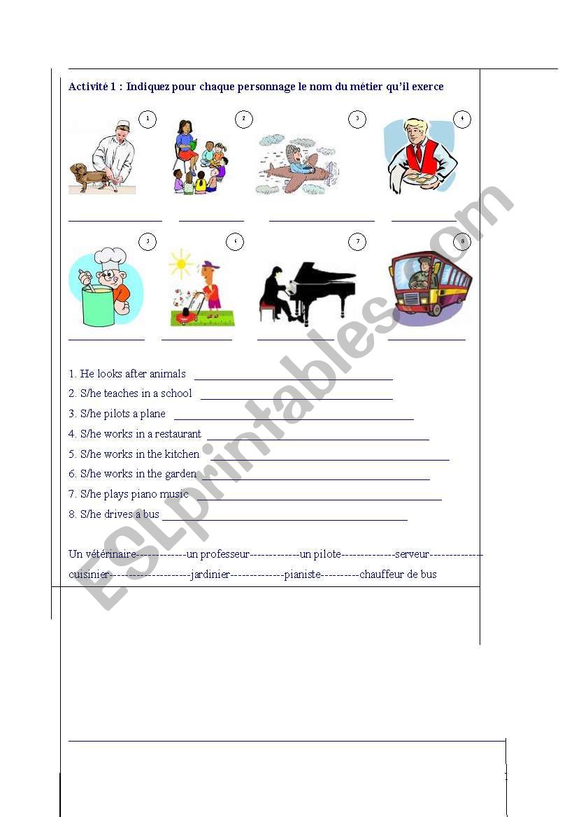 Jobs worksheet