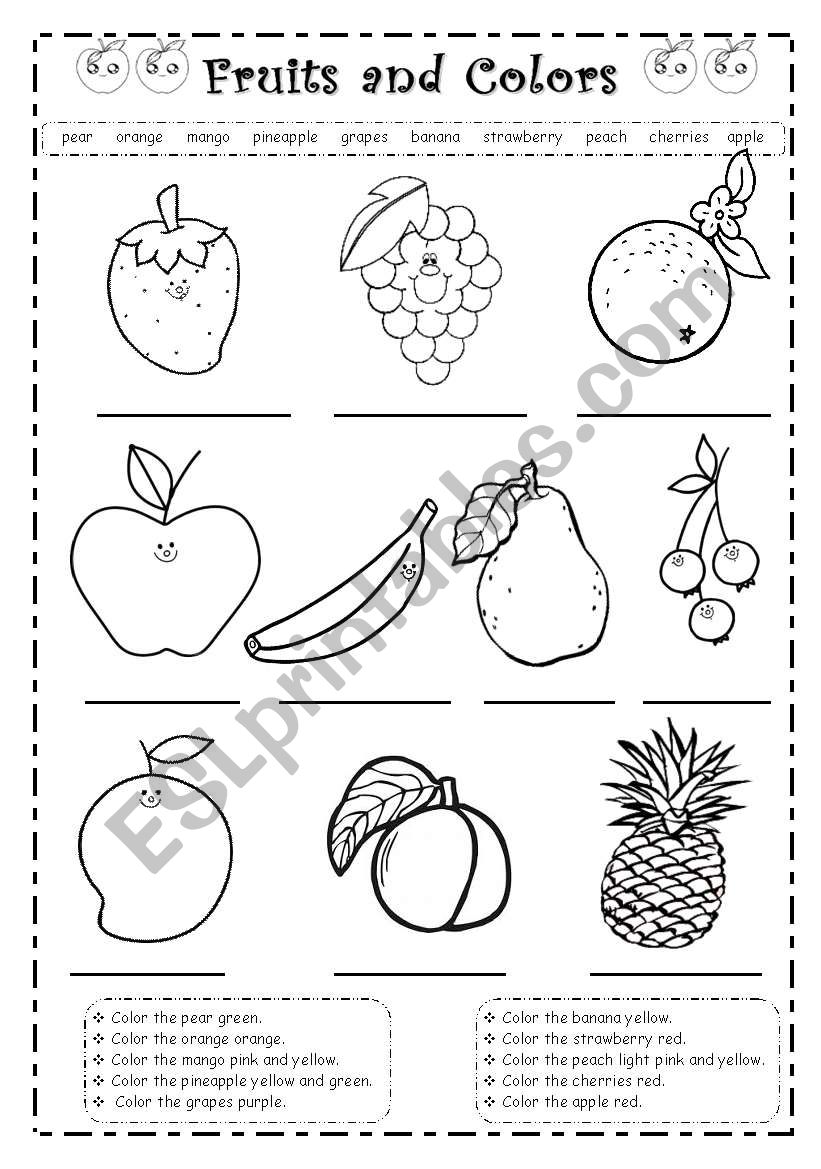 Fruits and colors worksheet