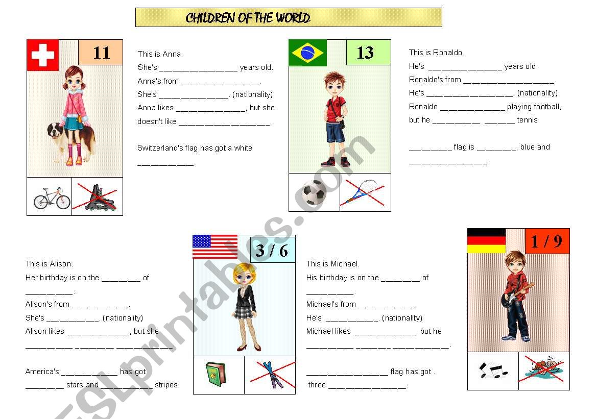 Children of the world worksheet