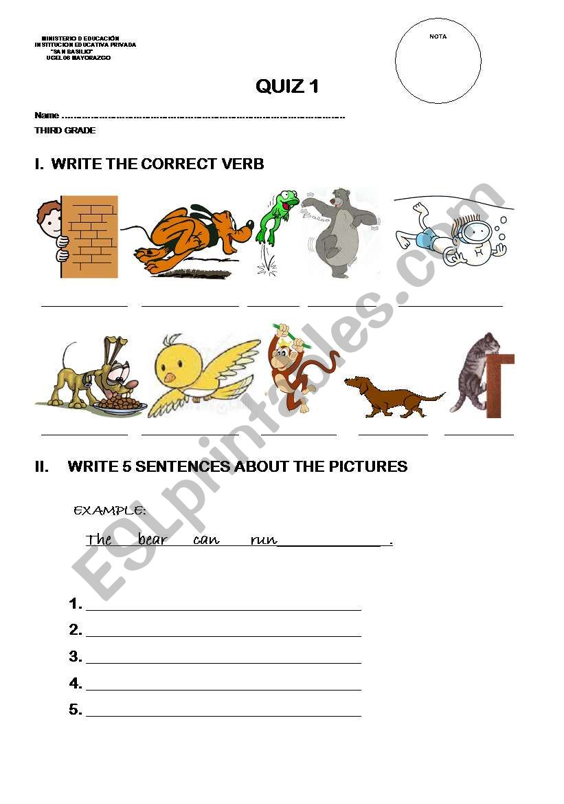 animals worksheet